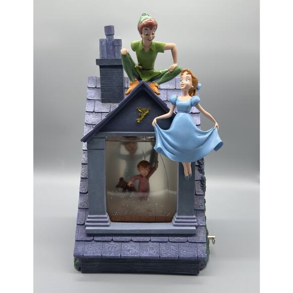 Disney Peter Pan You Can Fly Darling House Snow Globe Music Lights Read - Picture 1 of 8